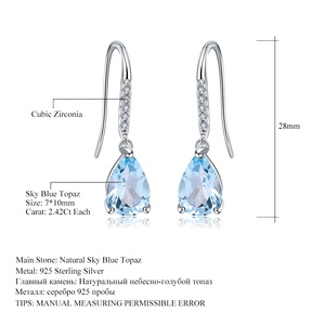Wostu — boucles d'oreilles pendantes en topaze bleu ciel, bijoux simples, en argent Sterling 925, éblouissants, pour femmes, A2982 - Product Image 5