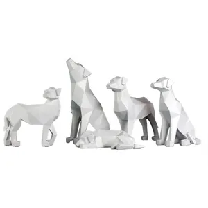 Hond Standbeeld Decor Decoratieve Geometrische Sculptuur Woondecoratie Nordic Stijl Hars Europa Kunstmatige Dier