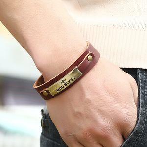 Bracciali in pelle con bracciale in pelle con bracciale in pelle con ciondolo marrone - Product Image 3