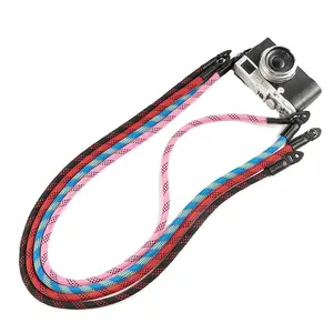 Groothandel Custom Logo Dslr Nylon Schouder Nek Touw Camera Strap Met Lederen Patch