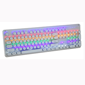 Vintage <span class=keywords><strong>Macchina</strong></span> <span class=keywords><strong>Da</strong></span> <span class=keywords><strong>Scrivere</strong></span> Bianca Illuminata Retroilluminato Gaming Keyboard Con Steampunk Retro Tasti Rotondi - Product Image 1