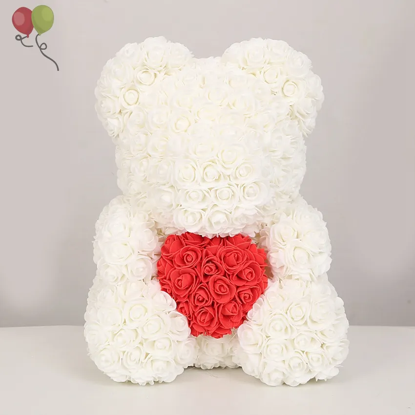 Orsacchiotto artificiale della schiuma dell'orsacchiotto dell'orsacchiotto del regalo di san valentino della rosa 2019 con il contenitore di regalo Bear-38cm rosa KZ005