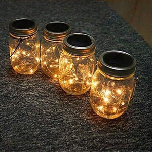 Solaire Mason Pots Lumières Lanternes Solaires <span class=keywords><strong>Suspendues</strong></span> Jardin Extérieur Lumières Blanc Chaud Lumières Table pour Patio Fête - Product Image 2