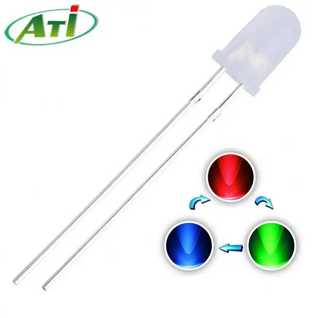 Haute fréquence mini a mené la diode 3mm rvb 2 broches couleur changeante diode électroluminescente prix pour Éclatante cadeau