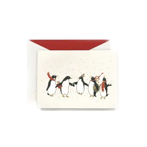 2018 Popular Pinguins Personalizado Scrapbooking Saudação Envelope Feliz Natal Cartão de Música