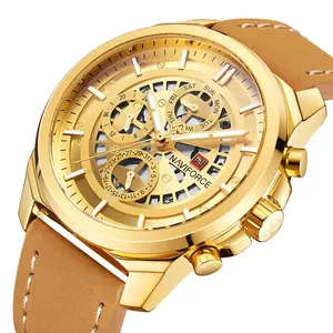 NAVI FORCE Herren uhr Marke Luxus Leder uhren Herren Handgelenk Wasserdicht Sport 24 Stunden Armbanduhren Relogio Masculino