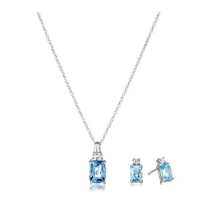 Sterling Silver Birthstone and White Topaz Halo Heart Jewelry Set for women