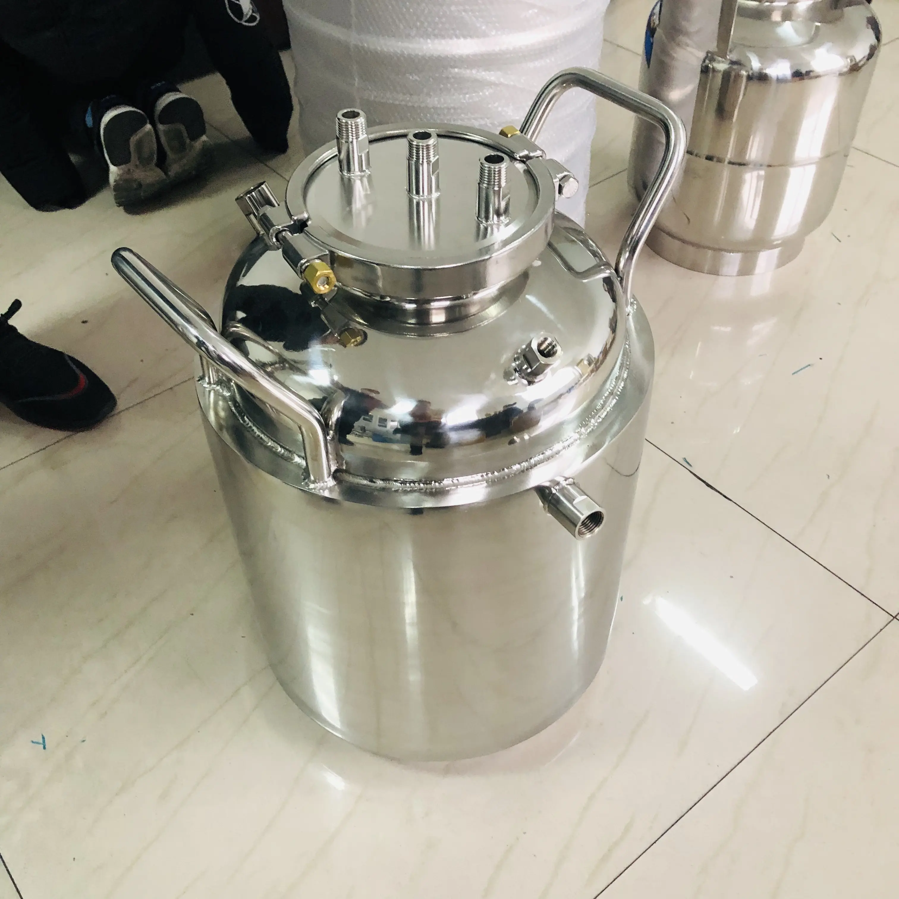 stainless steel 25LBS Jacketed Solvent Tank With Lid dip tube use for closed loop extractor