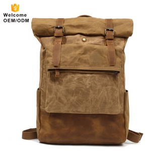 algodón portátil de vintage negro venta al por mayor bolsa de la escuela Mochila De Cuero impresión de la lona mochila - Product Image 4