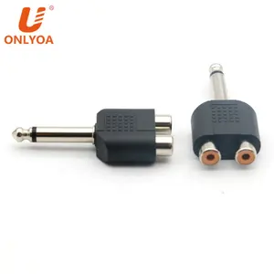 ONLYOA audio adaptor 6.35MM Mono/stereo plug to 2 RCA jack splitter adapter