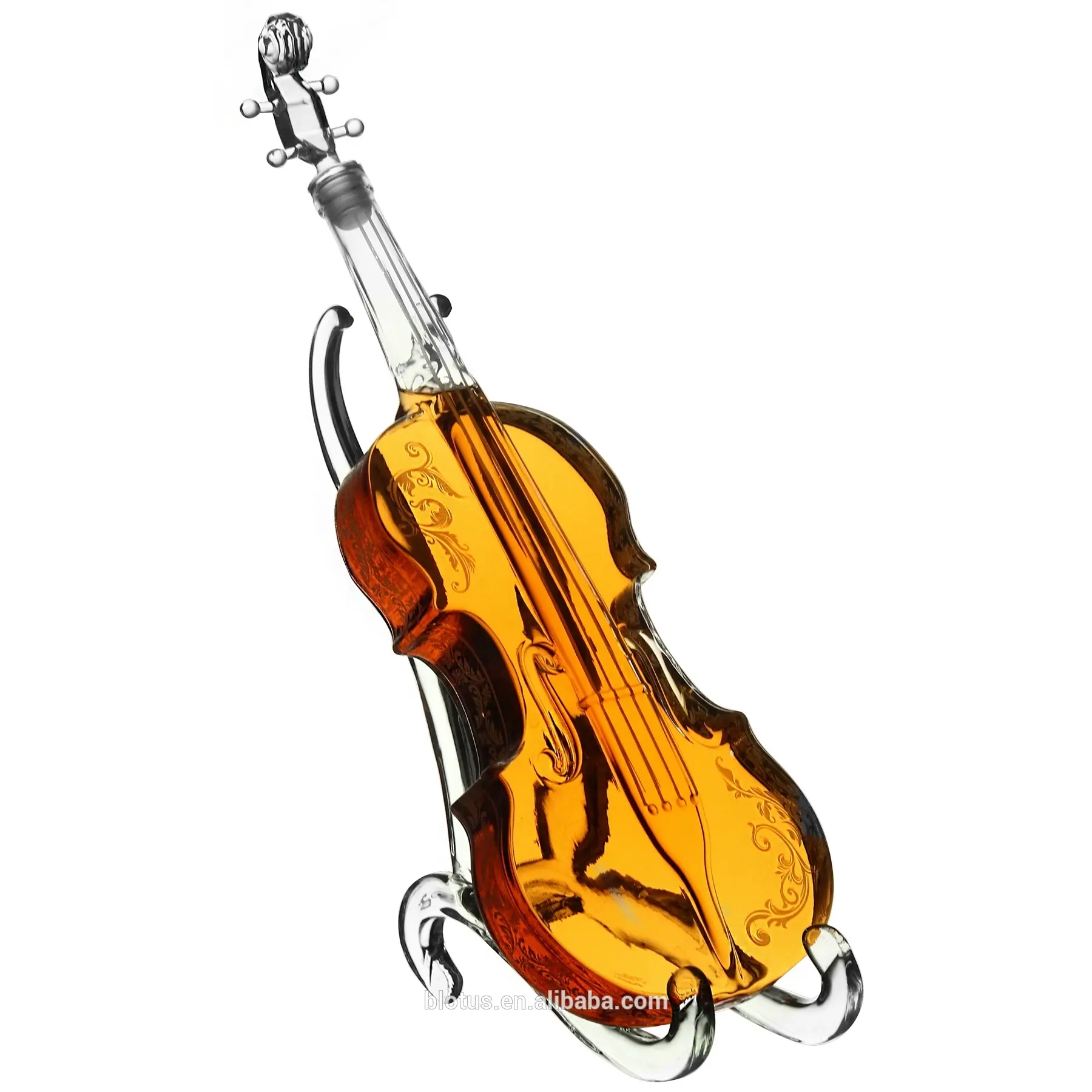 AIHPO04 Empty Violin Shaped Guitar Handmade Blown 1000ミリリットルWine Liquor Whiskey Glass Bottle Decanter