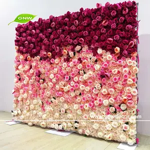 GNW Ombre Red Color Rose Flower Wall Backdrop Wedding Backdrop Panel