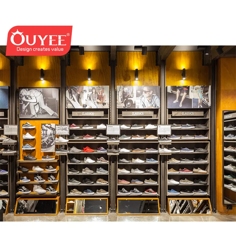 Männer Schuhe Schaufenster Designs Wand Montiert Schuhe Display Regal Für Sport Schuhe Showroom