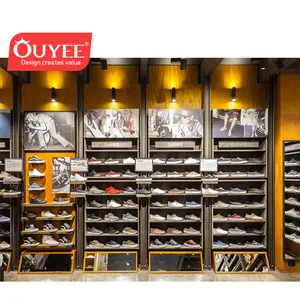 Men Shoes Showcase Designs Wall Mounted Shoes Display Shelf For Sport Shoes Showroom