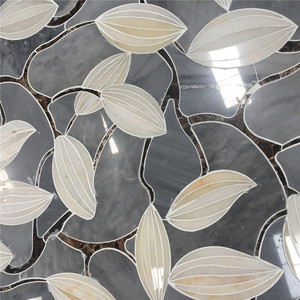 Gạch Ốp Tường Phòng Khách Hình Khảm Đá Cẩm Thạch Không Đều Thiết Kế Hình Lá Đánh Bóng Màu Trắng - Product Image 1