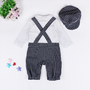 Mameluco a cuadros con lazo para bebé recién nacido Ropa de boutique de primavera + gato - Product Image 3