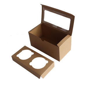 Gıda sınıfı beyaz kağıt <span class=keywords><strong>2</strong></span> fincan kek kutusu fırın temizle PET pencere ekle beyaz <span class=keywords><strong>2</strong></span>-Cup kek ekran kutusu - Product Image 5