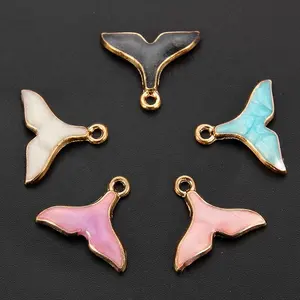 Fashion New Wholesale Colorful Gold Plated Zinc Alloy Whale Tail Charms Metal Pendant For DIY Craft Making