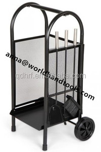 Lugar de fuego carro <span class=keywords><strong>leña</strong></span> con chimenea herramientas en negro marco de acero - Product Image 2
