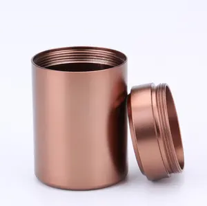 45 * 65毫米出售圆形金属铝罐茶罐储存蜡烛罐，带螺丝顶