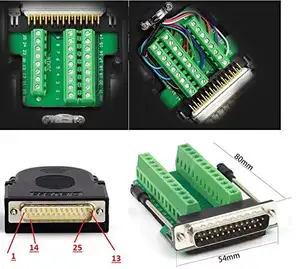 Menyesuaikan Caratar Perempuan atau Laki-laki D-Sub DB25 Terminal Block Adaptor Kit Solderless Breakout 2X Pack DB25 Pria Posisi kacang