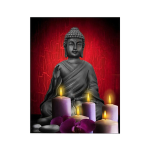 Decoración de pared con luz LED religión Buda pared arte retrato pintura - Product Image 3