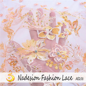 2019 3d cordones tejido bordado de flores/<span class=keywords><strong>3</strong></span> d de apliques de encaje de novia tejidos - Product Image 2