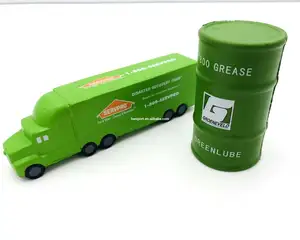 Promotion PU Stress Ball And PU Foam Stress Relief Toys Car Shaped Squeeze Ball PU Green Truck Drum Toys Gifts