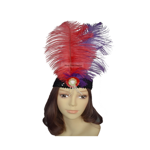 Mode <span class=keywords><strong>coiffure</strong></span> pour la fête de <span class=keywords><strong>bal</strong></span> Carnaval autruche plume coiffe - Product Image 3