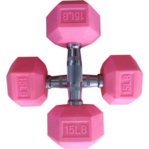 Haltères hexagonaux en caoutchouc rose sans odeur, nouveau design - Product Image 1