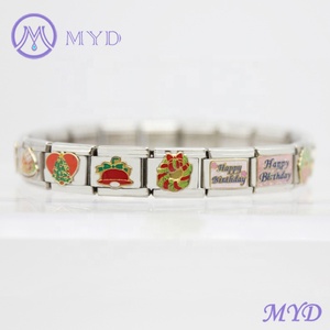 Bracelet en acier inoxydable de haute qualité, réglable, avec breloques italiennes de Noël, arbre de Noël, Père Noël - Product Image 2