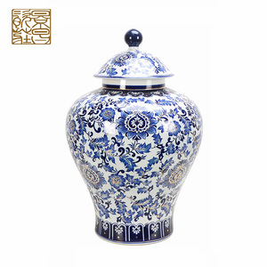 antique Chine grand grand plancher vase fleur bleu et blanc en céramique porcelaine grand pot de gingembre pour vivre - Product Image 1