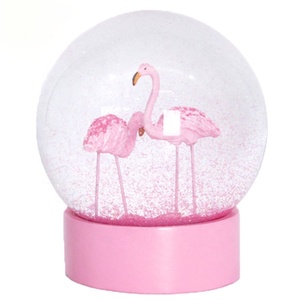 Toptan özel Sevgililer Hatıra glitter su topu reçine flamingo kar küresi - Product Image 4