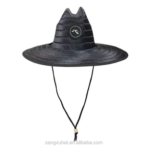 Cheap De Palha <strong>Rusty</strong> Black Lifeguard <strong>Straw</strong> <strong>Hat</strong> With Fabric Cloth