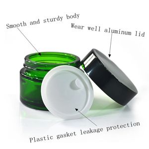 Envases de cosméticos embalaje 15g 30g 50g ámbar negro verde azul claro tarro de crema de vidrio negro de aluminio tapa - Product Image 2