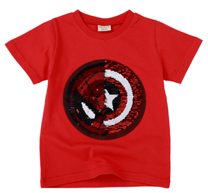 T-<span class=keywords><strong>shirt</strong></span> à manches courtes en pur coton pour enfants, nouveau, effet brodé à paillettes, nouvelle collection été - Product Image 3