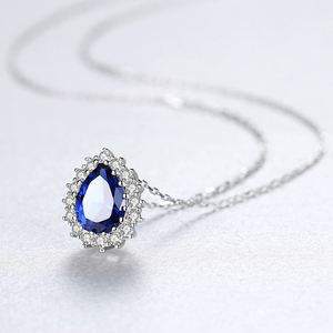 CZCITY Catena a maglia Dell'argento Sterlina 925 Del Pendente di Goccia Dell'acqua Collane per le Donne Regali Gioielli Topaz Della Pietra Preziosa Collares - Product Image 5