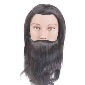 批发男性人体模型头人发人体模型头与胡子练习