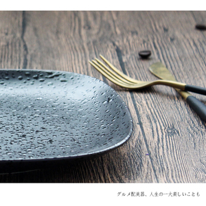Style chinois vaisselle noir carré de haute qualité 8.3 pouces stonerware assiette en porcelaine <span class=keywords><strong>point</strong></span> - Product Image 3