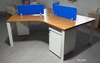 Meubles de bureau, cubicle modulaire, table d'ordinateur pour 2 personnes, cloison en verre, poste de travail, bureau en panneau de bois mélaminé