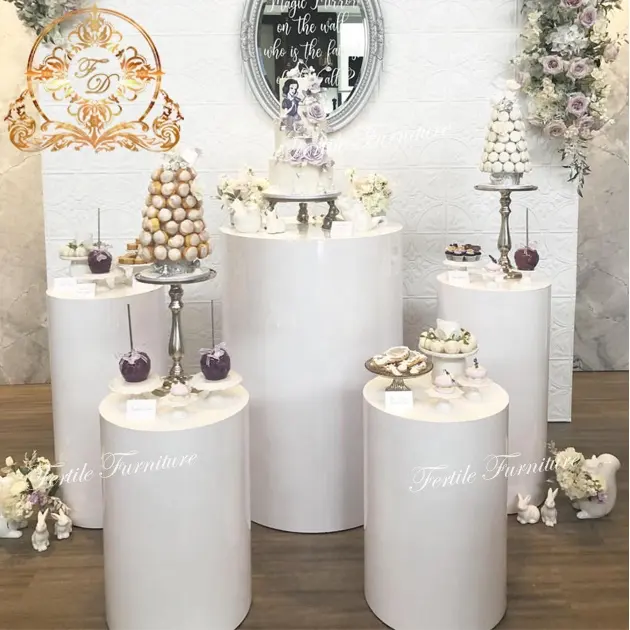 Columna redonda de boda, expositor de Pedestal acrílico blanco, venta de proveedor