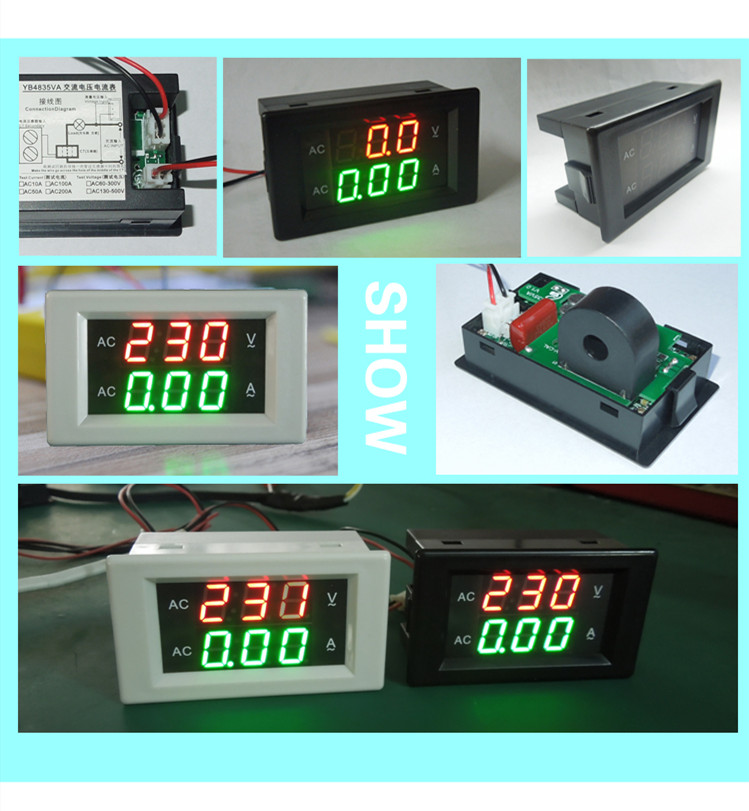 Amperometro Voltmetro Digitale LED YB4835VA – AC 500V / 50A, Tester Corrente, Trasformatore Aperto - 2