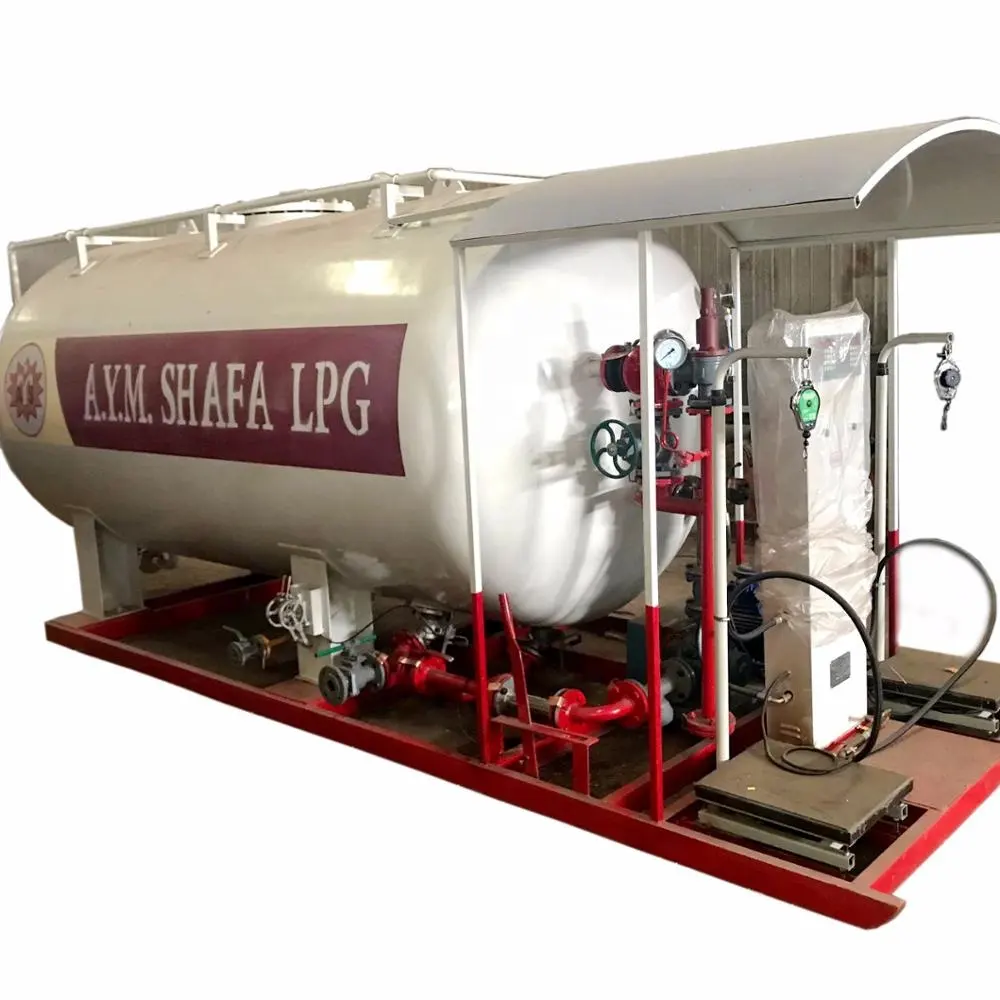 Một bộ của 20000 lít lpg container khí đóng chai điền trạm hoặc nhiên liệu tank gas trạm với hai vòi phun 10ton lpg xi lanh