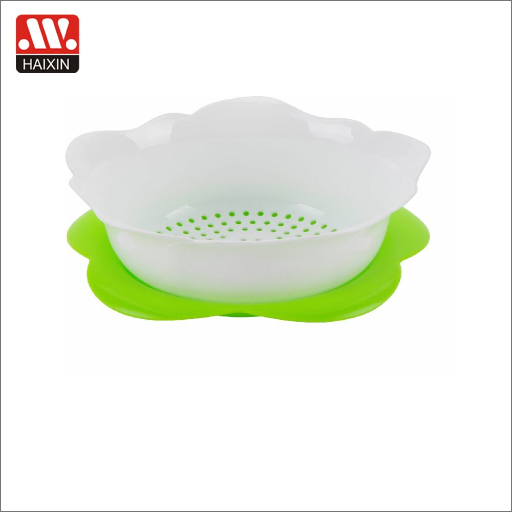 Scolapasta girevole a doppio strato 2 in 1 per ciotola, colino da cucina per lavare frutta, verdure, tagliatelle (bianco