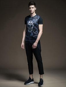 Mans été design de haute qualité <span class=keywords><strong>o</strong></span> cou manches courtes génial crâne mode noir sublimation t-shirt - Product Image 5