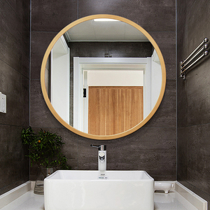 Ronda espejo de marco de madera hotel espejo <span class=keywords><strong>en</strong></span> <span class=keywords><strong>el</strong></span> baño espejo de vanidad CENTRO DE HOGAR - Product Image 1