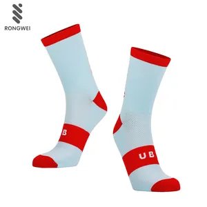 Wholesale custom light blue breathable thin nylon sport cycling socks