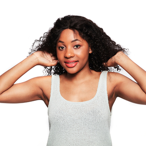 22 pulgadas de cabello humano bohemio Jerry Curl gente negra media cabeza pelucas con cierre - Product Image 1