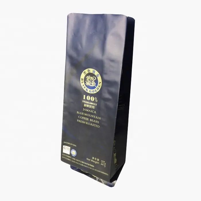 250g 12oz طباعة أرابيكا جانب من الألومنيوم مجمعة تخصص حبوب البن التعبئة والتغليف كيس أسود