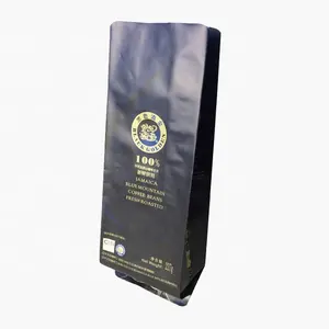 250g 12oz imprimé arabica de gousset de côté de papier d'aluminium spécialité sac d'emballage de grain de café noir
